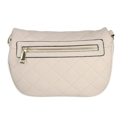 Quilted Leather Shoulder Pouch with Chain Shoulder Strap Attachment
