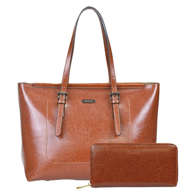 Most Fashionable Leather Tote Bag and Wallet Bundle