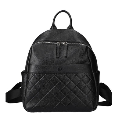 Diamond Embossed Leather Backpack