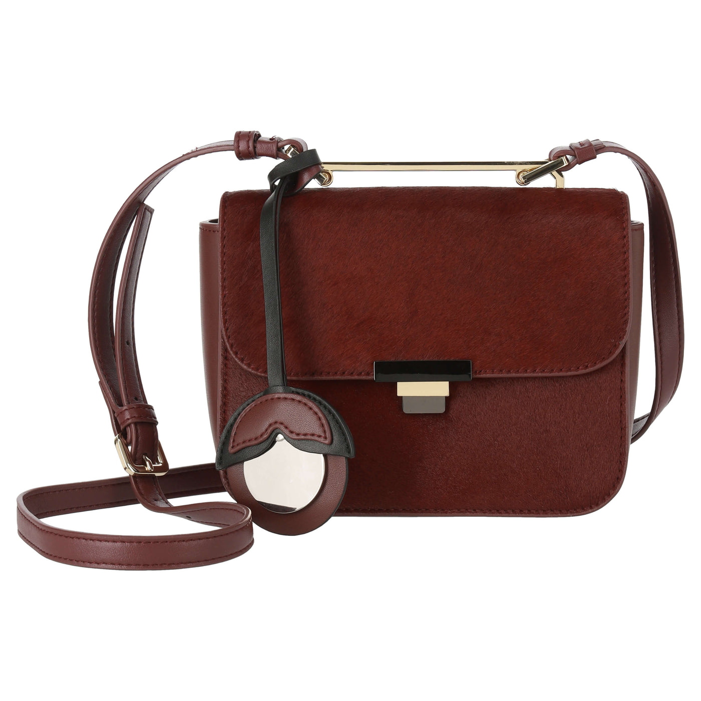 Leather Crossbody Bag with Charm