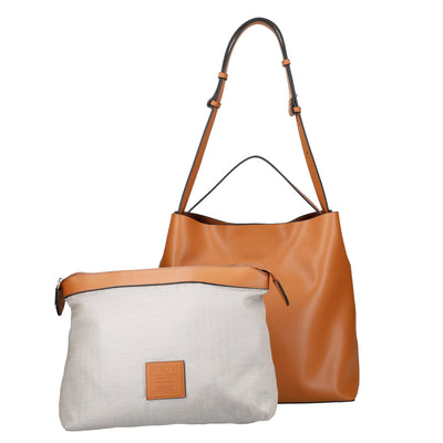 Leather Tote Bag with Detachable Pouch