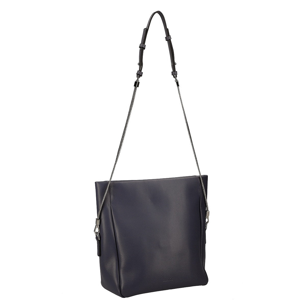 Leather Shoulder Bag with Chain and Leather Shoulder Strap
