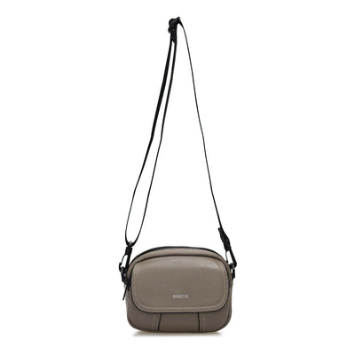 Mini Leather Pochette with Nylon Shoulder Strap and Silver Barcos Logo Imprint