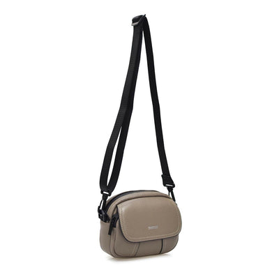 Mini Leather Pochette with Nylon Shoulder Strap and Silver Barcos Logo Imprint