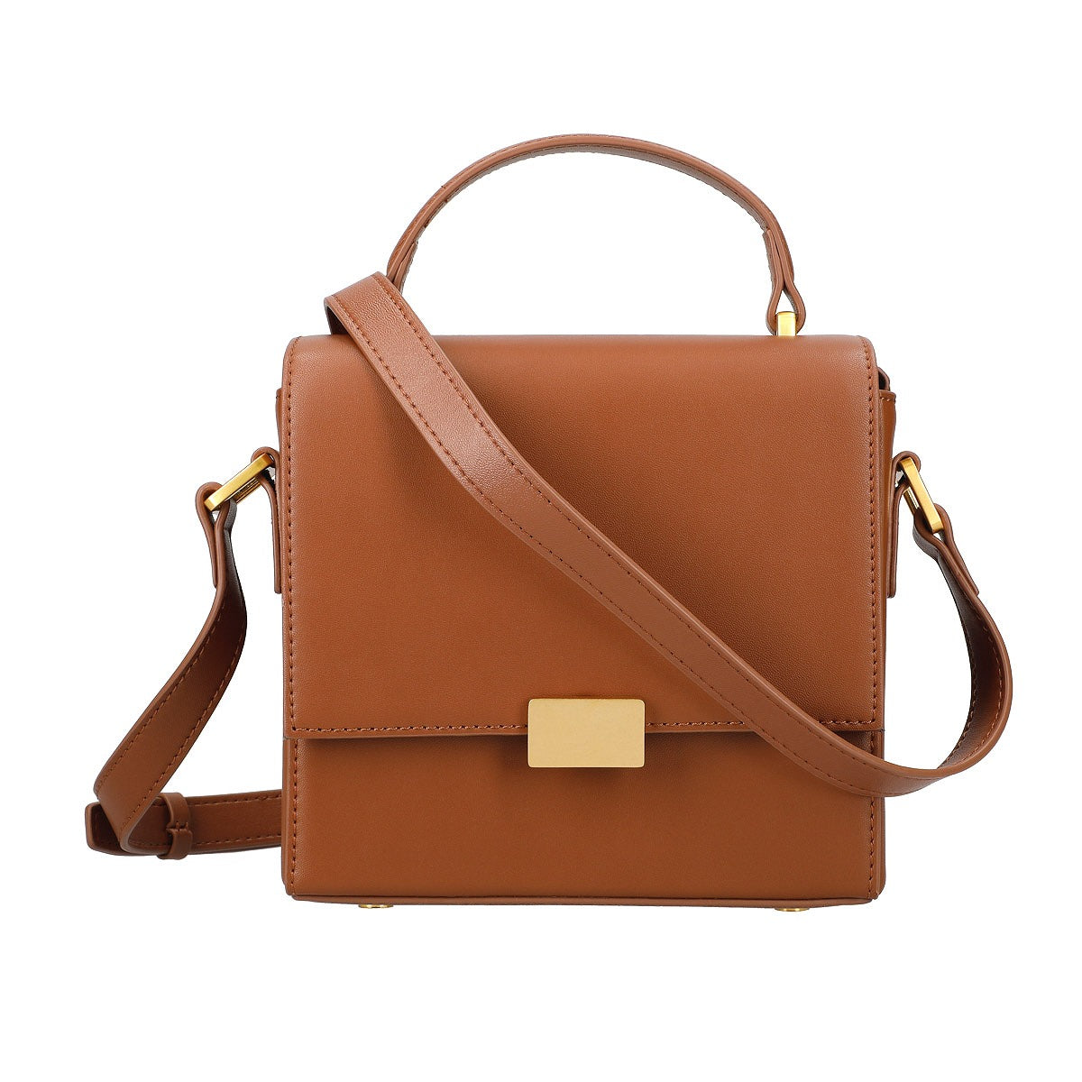 2 Way Square Design Leather Shoulder Bag
