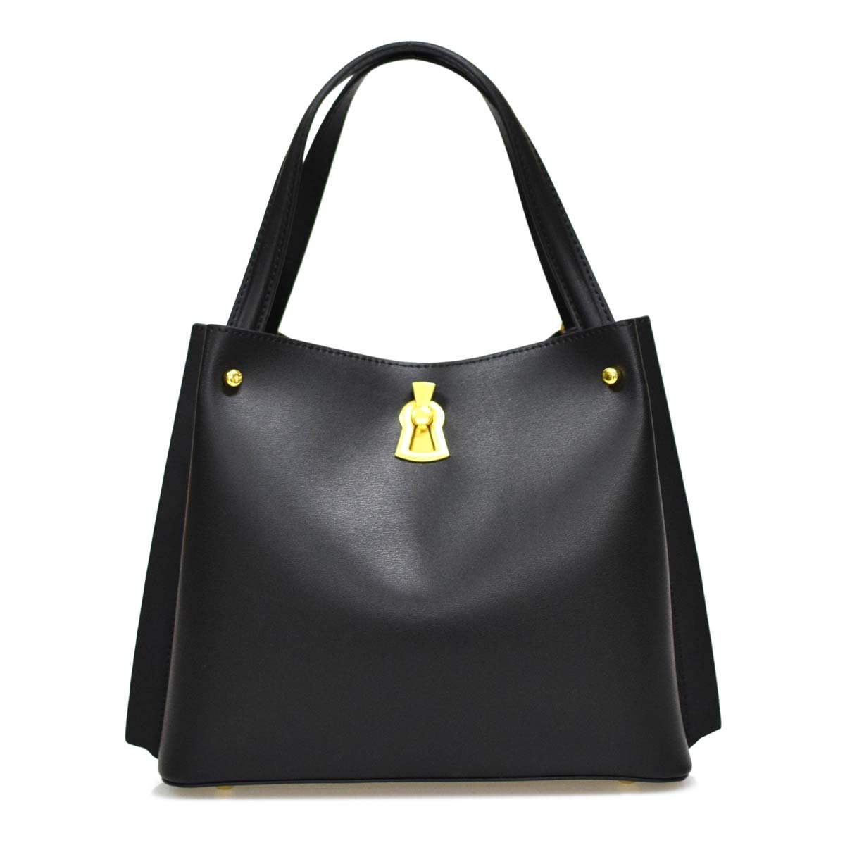 Key Hole Design Leather Handbag