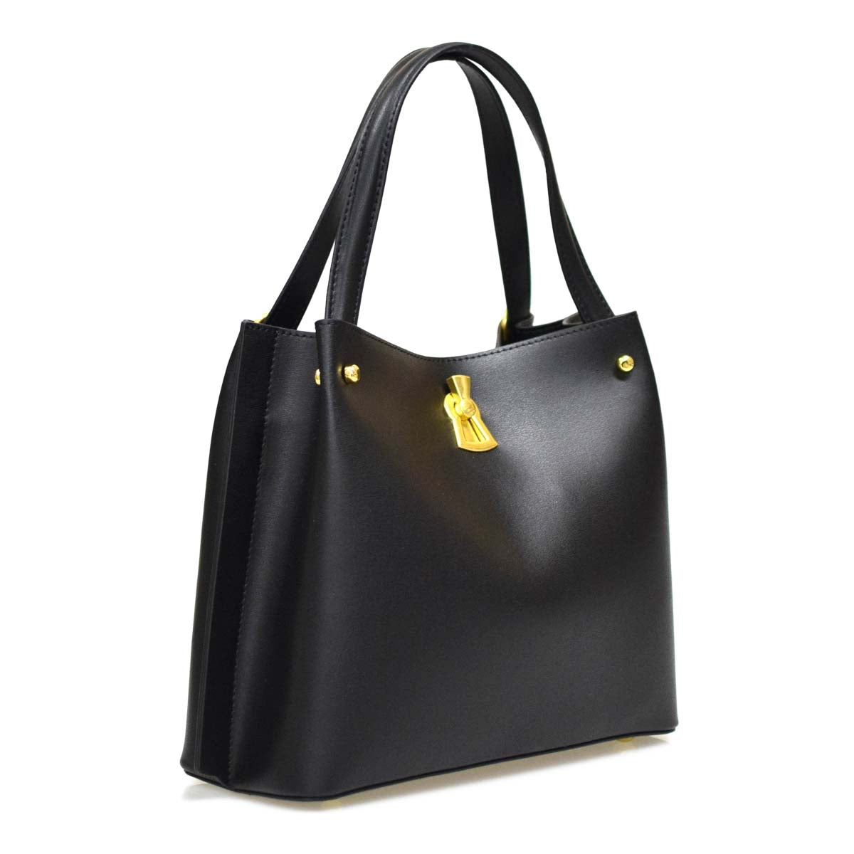 Key Hole Design Leather Handbag