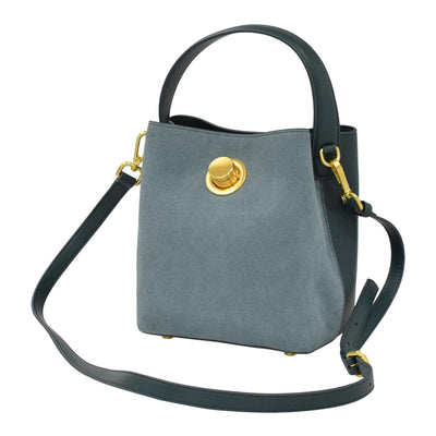 Leather and Suede Handbag with Shoulder Strap