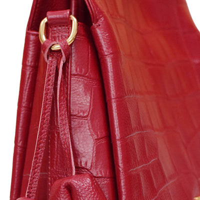 Crocodile Embossed Leather Handbag