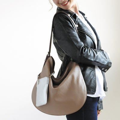 Shrink Leather Rico Shoulder Bag and Smartphone Pouch Bundle