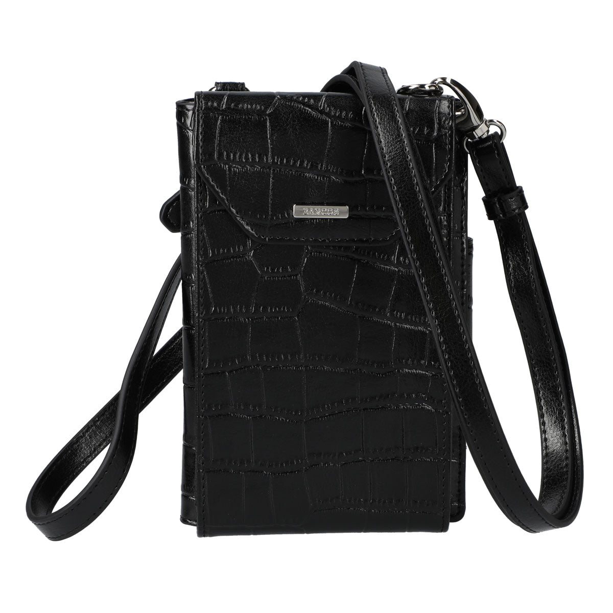 Crocodile Embossed Shiny Leather Crossbody Phone Bag