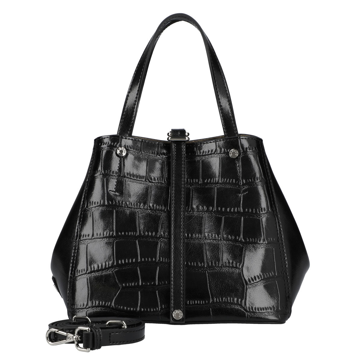 Shining Crocodile Embossed Leather Handbag
