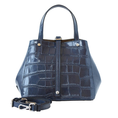 Shining Crocodile Embossed Leather Handbag