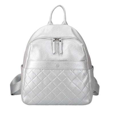 Diamond Embossed Leather Backpack