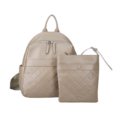 Lombus: Diamond Embossed Leather Backpack and Pochette Set