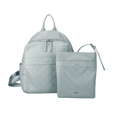 Lombus: Diamond Embossed Leather Backpack and Pochette Set