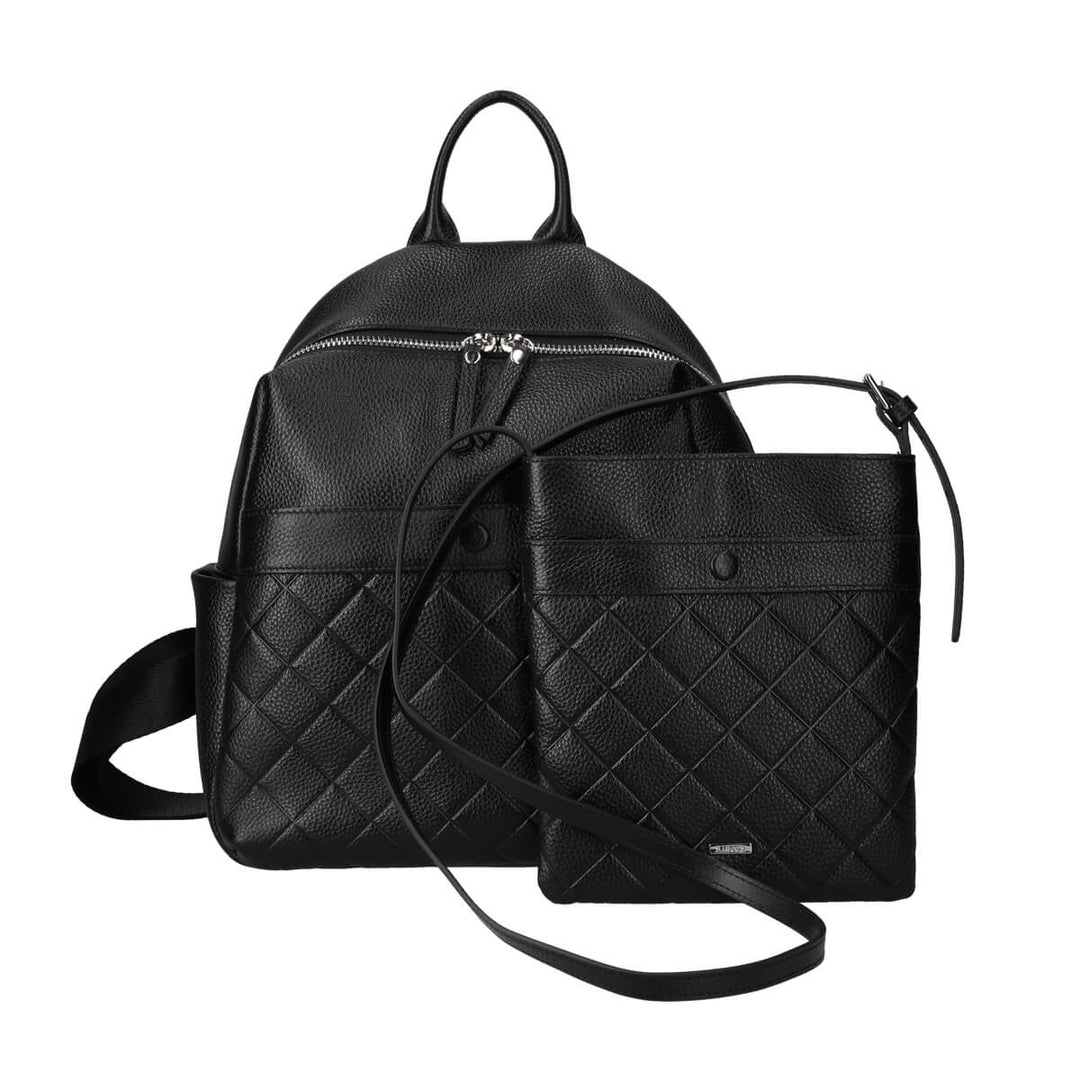 backpack brand with leather diamond Lombus: Diamond Embossed Leather Backpack and Pochette Set – Barcos.Shop
