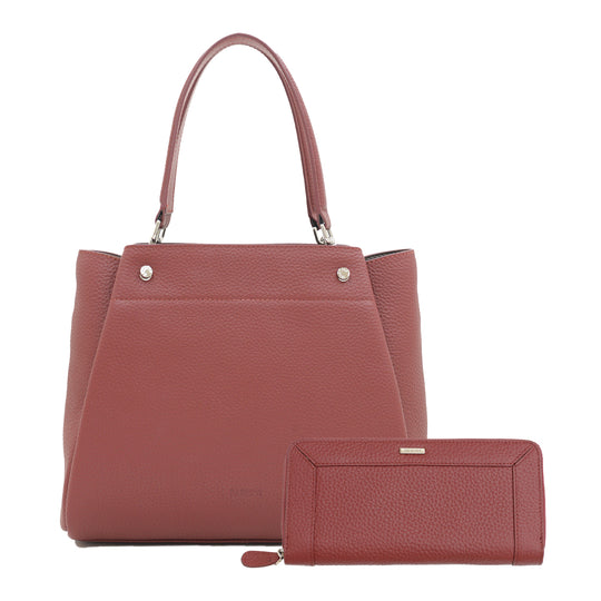 3 Way Shrink Leather Handbag and Shrink Leather Long Wallet Bundle