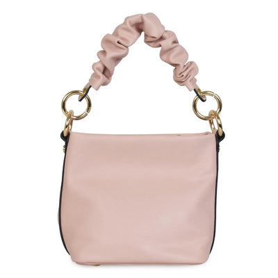 Leather Mini Bag with Ruffle Handle and Shoulder Strap