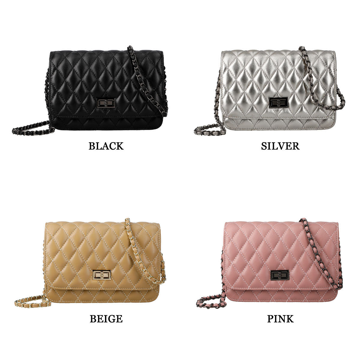 Quilted Shoulder Bag with Chain Strap