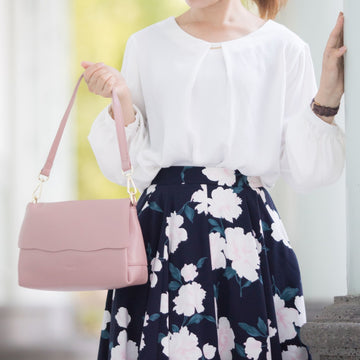 2 Way Leather Shoulder Bag with Flap Pocket