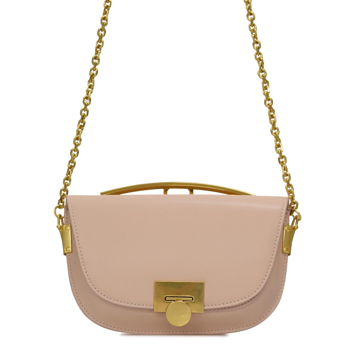 Leather Pochette with Metal Chain Shoulder Strap
