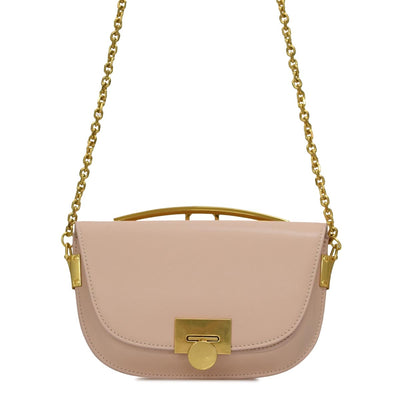 Leather Pochette with Metal Chain Shoulder Strap