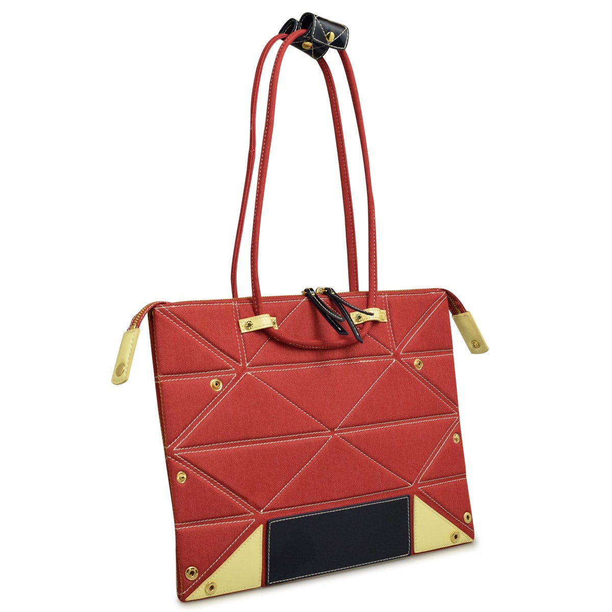 Aries Origami Handbag - Denim Large Red Long Type